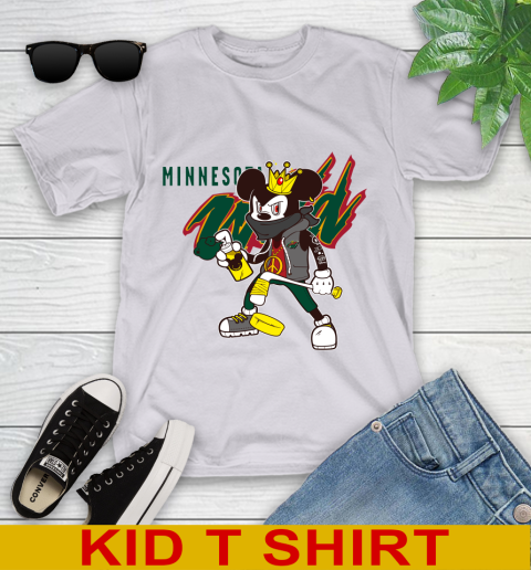 Minnesota Wild NHL Hockey Mickey Peace Sign Sports Youth T-Shirt 5
