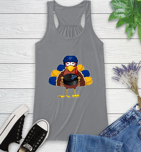 St.Louis Blues Turkey Thanksgiving Day Racerback Tank 5