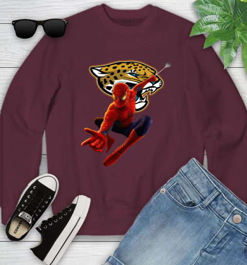 NFL Spider Man Avengers Endgame Football Jacksonville Jaguars Youth Sweatshirt 5
