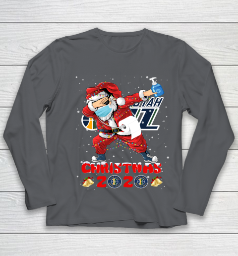 Utah Jazz Funny Santa Claus Dabbing Christmas 2020 NBA Youth Long Sleeve 6