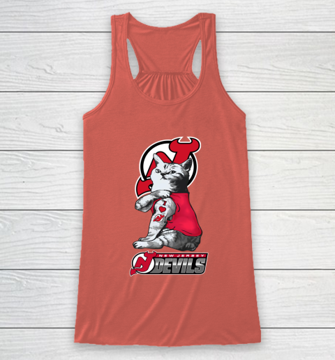 NHL My Cat Loves New Jersey Devils Hockey Racerback Tank 3