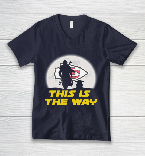 Kansas City Chiefs NFL Football Star Wars Yoda And Mandalorian This Is The Way V-Neck T-Shirt 2