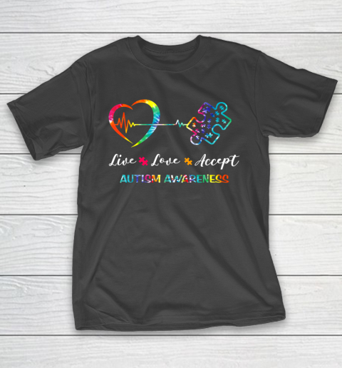 Live Love Accept Autism Awareness Tie Dye Autism Mom T-Shirt