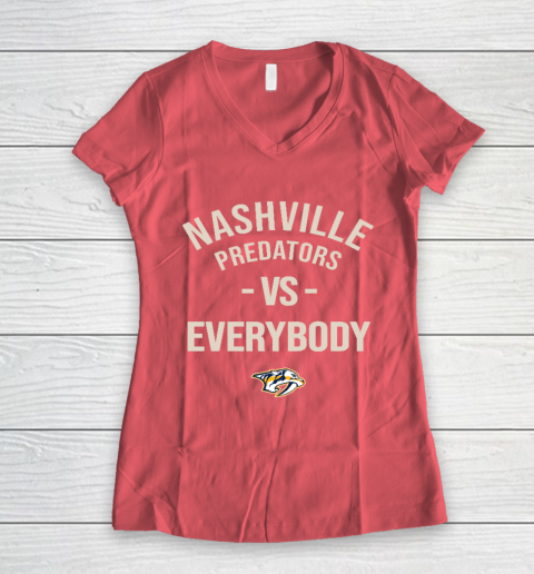 Nashville Predators Vs Everybody Women's V-Neck T-Shirt 4