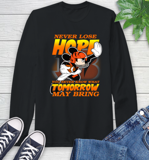 Cincinnati Bengals NFL Football Mickey Disney Never Lose Hope Long Sleeve T-Shirt