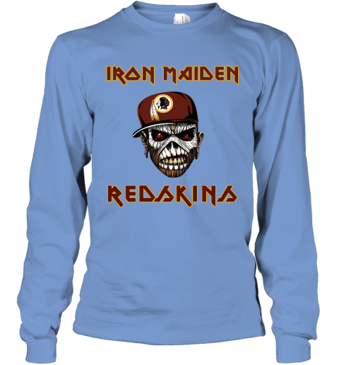 NFL Washington Redskins Iron Maiden Rock Band Music Football Sports rQR5SopAJ5n long sleeve tee 14 95 151514 front carolina blue