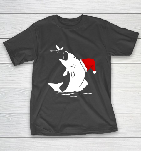 Bass Fishing Santa Hat Christmas Pajama Tshirt For Fishermen T-Shirt
