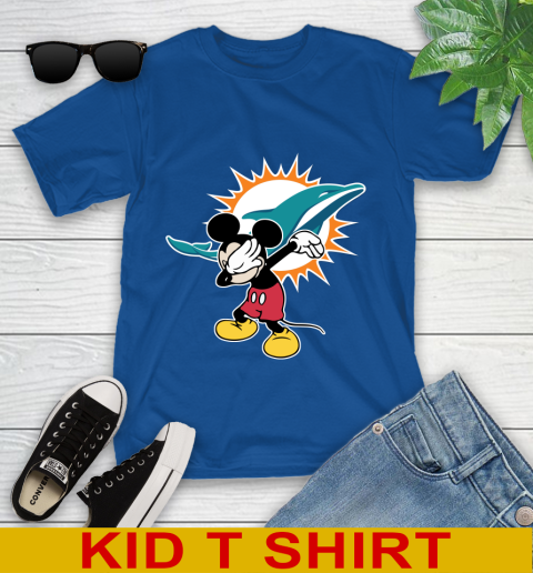 Miami Dolphins NFL Football Dabbing Mickey Disney Sports Youth T-Shirt 9