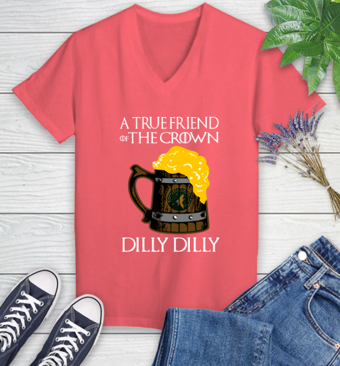 NBA Minnesota Timberwolves A True Friend Of The Crown Game Of Thrones Beer Dilly Dilly Basketball_000 Women's V-Neck T-Shirt 6