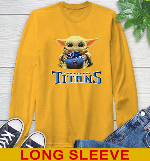 NFL Football Tennessee Titans Baby Yoda Star Wars Shirt Long Sleeve T-Shirt 3