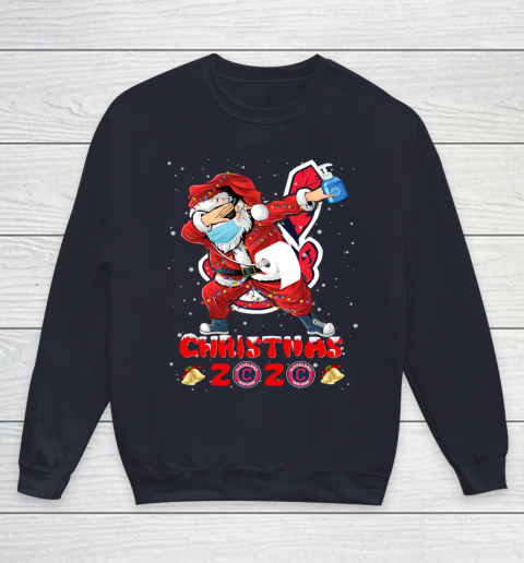 Cleveland Indians Funny Santa Claus Dabbing Christmas 2020 MLB Youth Sweatshirt 2