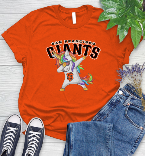 San Francisco Giants MLB Baseball Funny Unicorn Dabbing Sports Women's T-Shirt 4