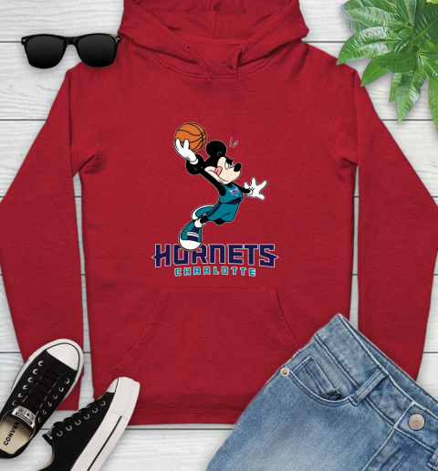 NBA Basketball Charlotte Hornets Cheerful Mickey Mouse Shirt Youth Hoodie 10