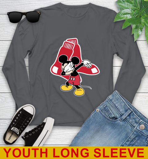 Boston Red Sox MLB Baseball Dabbing Mickey Disney Sports Youth Long Sleeve 9