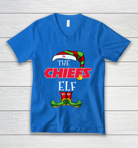 Kansas City Chiefs Christmas ELF Funny NFL V-Neck T-Shirt 5