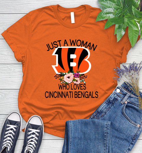 NFL Just A Woman Who Loves Cincinnati Bengals Football Sports Women's T-Shirt 2