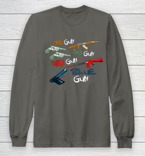 One Gun Two Gun Red Gun Blue Gun Funny Long Sleeve T-Shirt 5