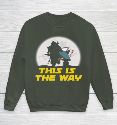 San Jose Sharks NHL Ice Hockey Star Wars Yoda And Mandalorian This Is The Way Youth Sweatshirt 8