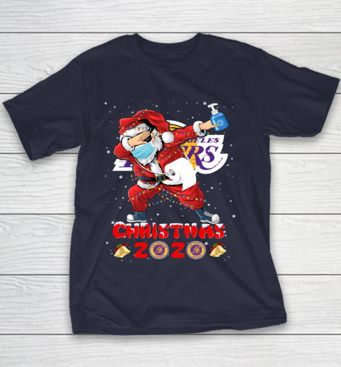 Los Angeles Lakers Funny Santa Claus Dabbing Christmas 2020 NBA Youth T-Shirt 2