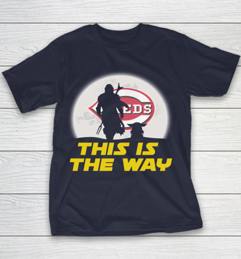 Cincinnati Reds MLB Baseball Star Wars Yoda And Mandalorian This Is The Way Youth T-Shirt 2