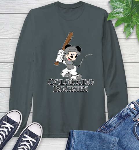 MLB Baseball Colorado Rockies Cheerful Mickey Mouse Shirt Long Sleeve T-Shirt 7