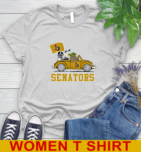 NHL Hockey Ottawa Senators Darth Vader Baby Yoda Driving Star Wars Shirt Women's T-Shirt