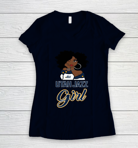 Utah Jazz Girl NBA Women's V-Neck T-Shirt 3