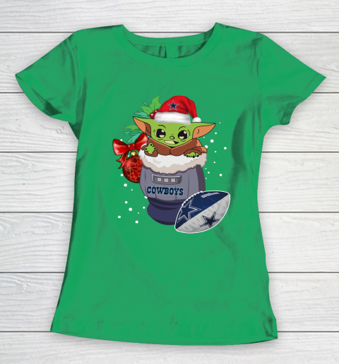 Dallas Cowboys Christmas Baby Yoda Star Wars Funny Happy NFL Women's T-Shirt