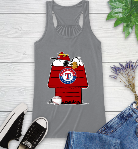 MLB Texas Rangers Snoopy Woodstock The Peanuts Movie Baseball T Shirt Racerback Tank 5