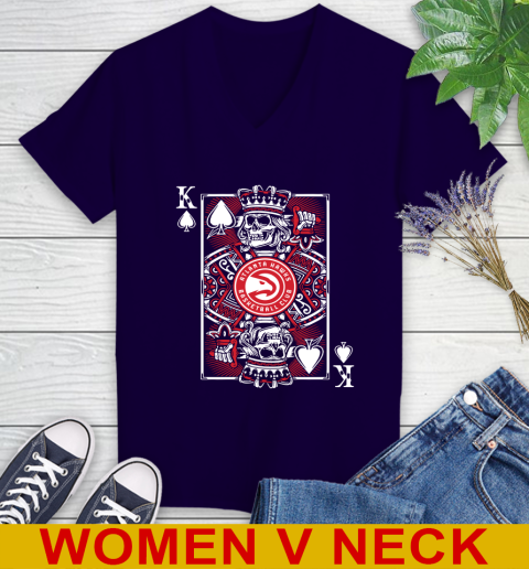 Atlanta Hawks NBA Basketball The King Of Spades Death Cards Shirt Women's V-Neck T-Shirt 3