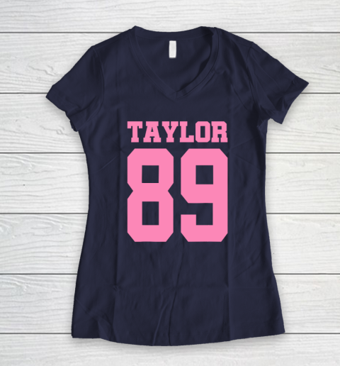 Pink Numbers Taylor 89 Women's V-Neck T-Shirt 7
