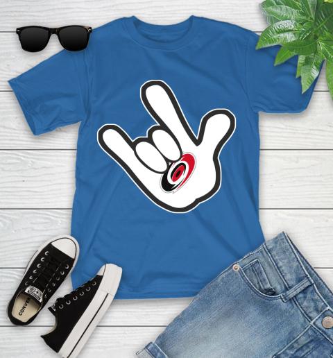 Carolina Hurricanes NHL Hockey Mickey Rock Hand Disney Youth T-Shirt 9