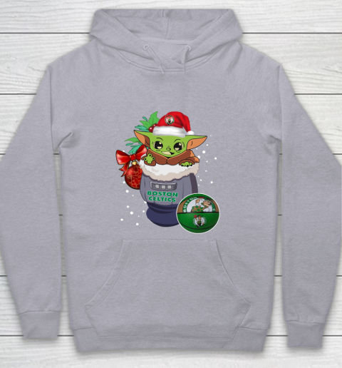 Boston Celtics Christmas Baby Yoda Star Wars Funny Happy NBA Youth Hoodie 5