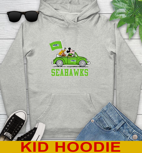 NFL Football Seattle Seahawks Pluto Mickey Driving Disney Shirt Youth Hoodie