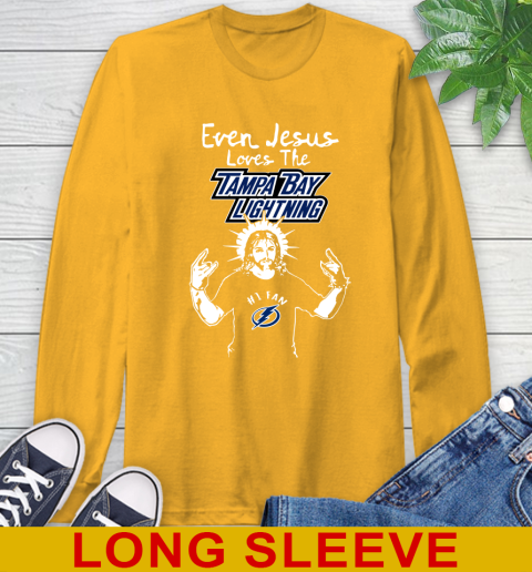 Tampa Bay Lightning NHL Hockey Even Jesus Loves The Lightning Shirt Long Sleeve T-Shirt 2