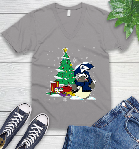 Vancouver Canucks NHL Hockey Cute Tonari No Totoro Christmas Sports V-Neck T-Shirt 3