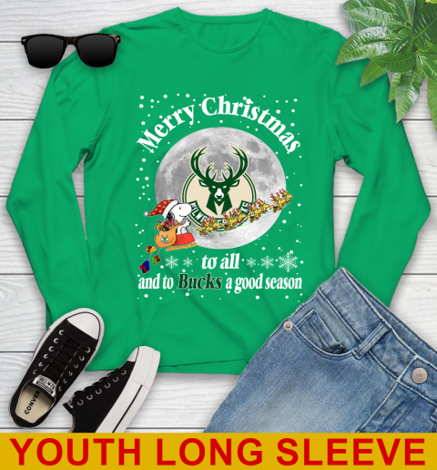 Milwaukee Bucks Merry Christmas To All And To Bucks A Good Season NBA Basketball Sports Youth Long Sleeve 7