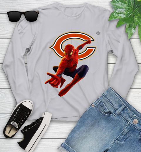 NFL Spider Man Avengers Endgame Football Chicago Bears Youth Long Sleeve 5