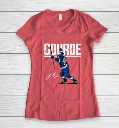 Yanni Gourde For Tampa Bay Lightning Fans Women's V-Neck T-Shirt 4