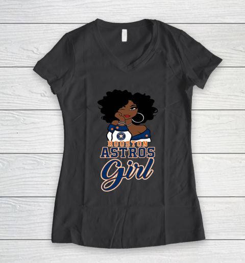 Houston Astross Girl MLB Women's V-Neck T-Shirt 8