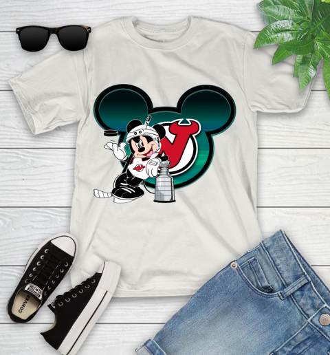NHL New Jersey Devils Stanley Cup Mickey Mouse Disney Hockey T Shirt Youth T-Shirt 12