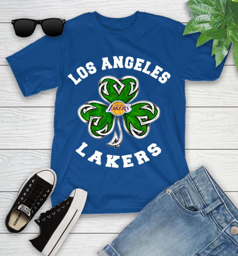 NBA Los Angeles Lakers Three Leaf Clover St Patrick's Day Basketball Sports Youth T-Shirt 12