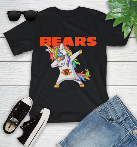 Chicago Bears NFL Football Funny Unicorn Dabbing Sports Youth T-Shirt 2
