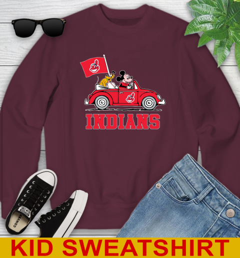 MLB Baseball Cleveland Indians Pluto Mickey Driving Disney Shirt Youth Sweatshirt 5