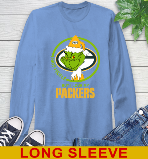 Green Bay Packers NFL Christmas Grinch I Hate People But I Love My Favorite Football Team Long Sleeve T-Shirt 11