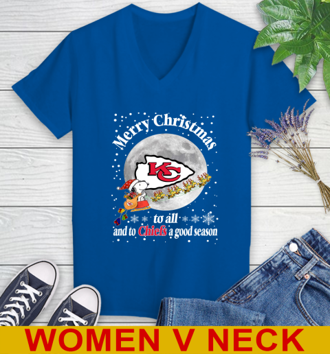 Kansas City Chiefs Merry Christmas To All And To Chiefs A Good Season NFL Football Sports Women's V-Neck T-Shirt 9
