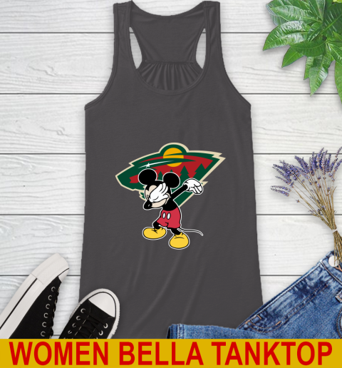 Minnesota Wild NHL Hockey Dabbing Mickey Disney Sports Racerback Tank 12