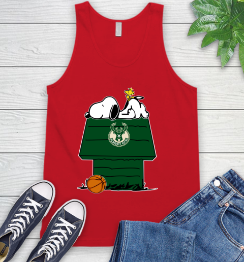 Milwaukee Bucks NBA Basketball Snoopy Woodstock The Peanuts Movie Tank Top 6