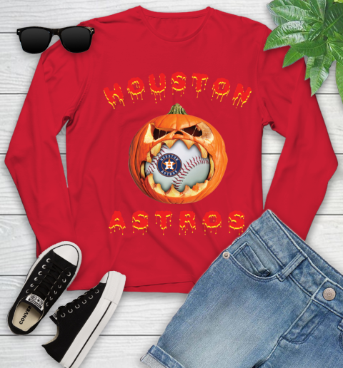 MLB Houston Astros Halloween Pumpkin Baseball Sports Youth Long Sleeve 11