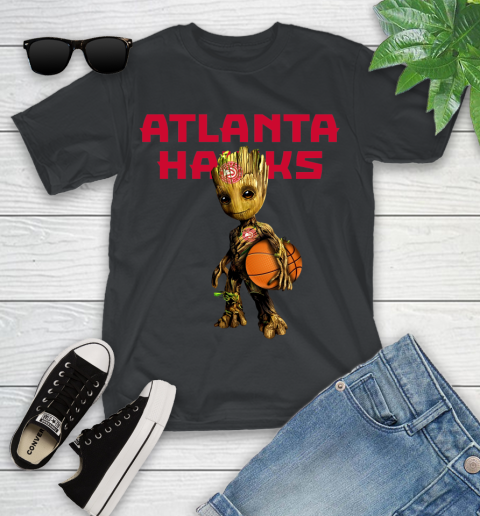 Atlanta Hawks NBA Basketball Groot Marvel Guardians Of The Galaxy Youth T-Shirt 2